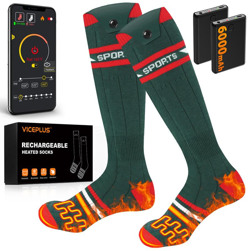 Heated Socks Rechargeable with 2* 8000Mah Batteries for Men Women, App & Battery Control, Washable, Perfect for Skiing, Hiking, Hunting and Outdoor Work