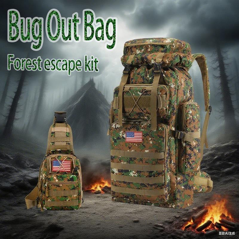 Outdoor Survival Bag, Tactical Camouflage Waterproof Backpack, Backpack, Large Capacity, Meeting All Kinds of Emergency Needs, Survival Tools, Suitable for Camping and Hiking, Rainproof Backpack, Hunting Equipment, Adventure, Free Deliverydurable