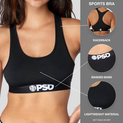 PSD Women'S Ghostface Dark Racerback Sports Bra - Comfortable, Breathable, Ultra-Light Fabric