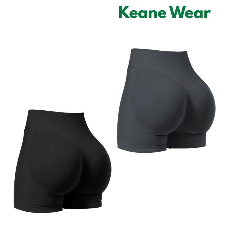 Keane Wear Impact Shorts - Women'S High Waisted Workout & Gym Shorts in Black, 90% Nylon 10% Elastane, Versatile for Workouts & Casual Wear, Plain Design