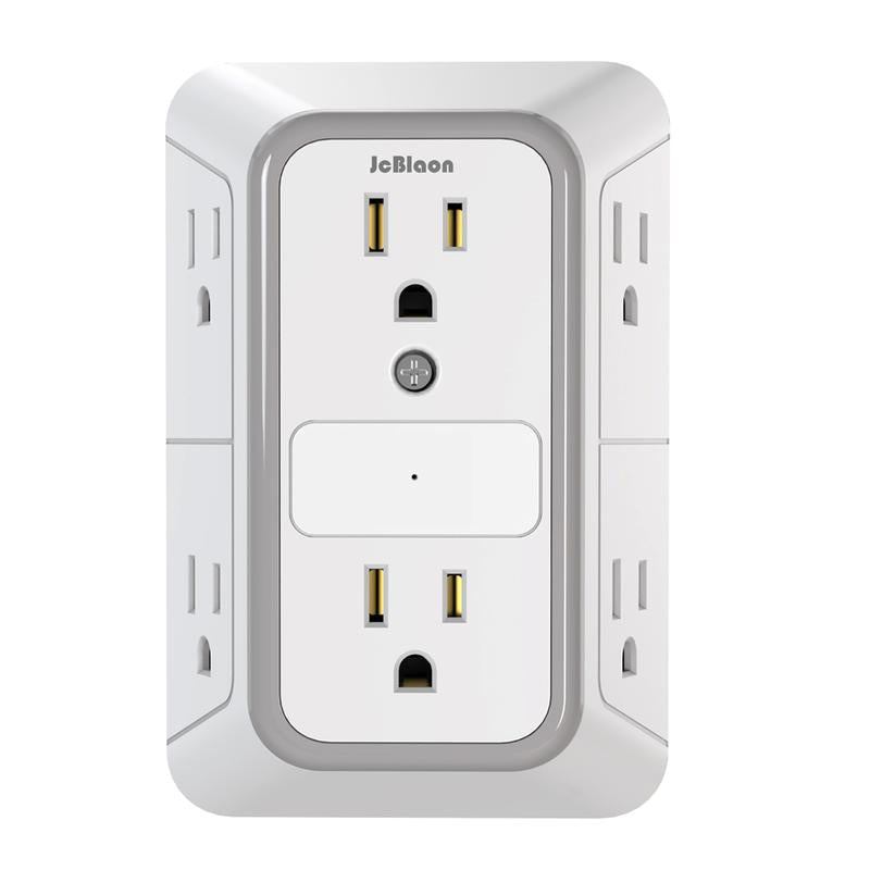 Wall Charger, Surge Protector, 6 Outlet Extender with 4 USB Charging Ports 3-Sided 1050J Power Strip Multi Plug Adapter Spaced for Home Travel Office