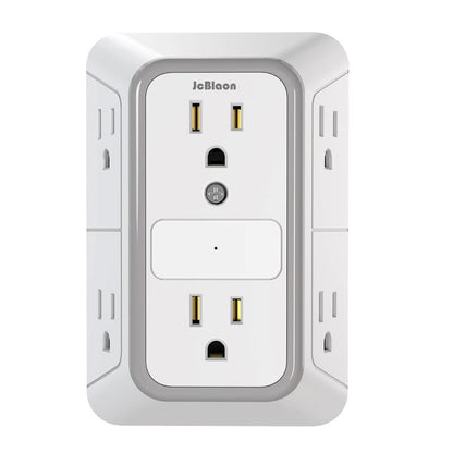Wall Charger, Surge Protector, 6 Outlet Extender with 4 USB Charging Ports 3-Sided 1050J Power Strip Multi Plug Adapter Spaced for Home Travel Office