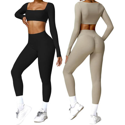 Women Skinny Jumpsuit Solid Color Ribbed Knit Long Sleeve Square Neck Bodycon Jumpsuit Romper Work Out Sport Yoga Playsuits