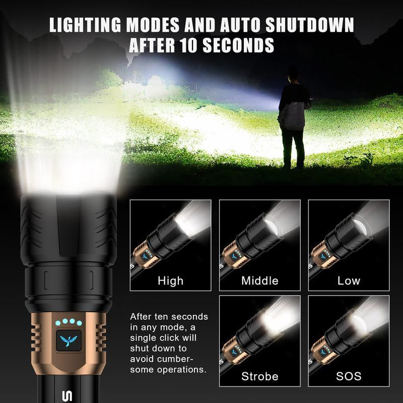 Ultra Bright Portable Camping Flashlight, Strong Light Outdoor Camping Home Long-Range Portable Ultra Long Endurance Lighting, Father Day Gift