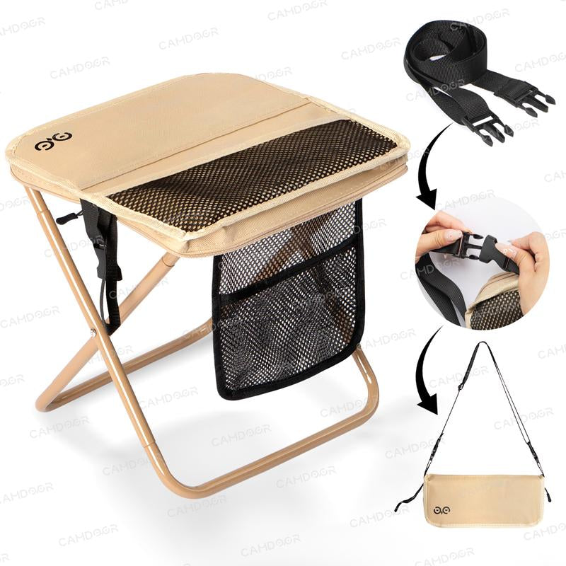 Camdoor Upgraded Foldable Stool Ultra Light 1.5 Lbs Max Load 500Lbs Portable Outdoor Chair with Side Pockets & Shoulder Strap for Camping Hiking Fishing BBQ