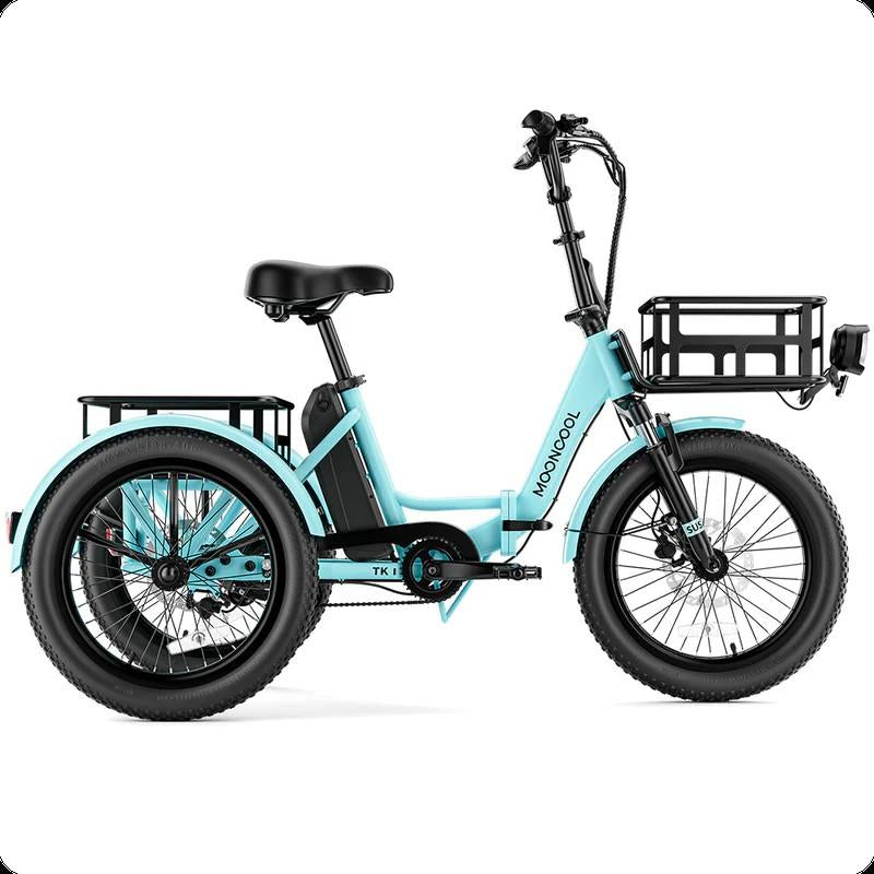 Mooncool 500W TK1 Folding Electric Trike for Adults,1000W Peak Power 16 MPH 70 Miles 3 Wheels Electric Bicycle，48V*14.5 Ah UL 2849 Removable Battery,Ebike