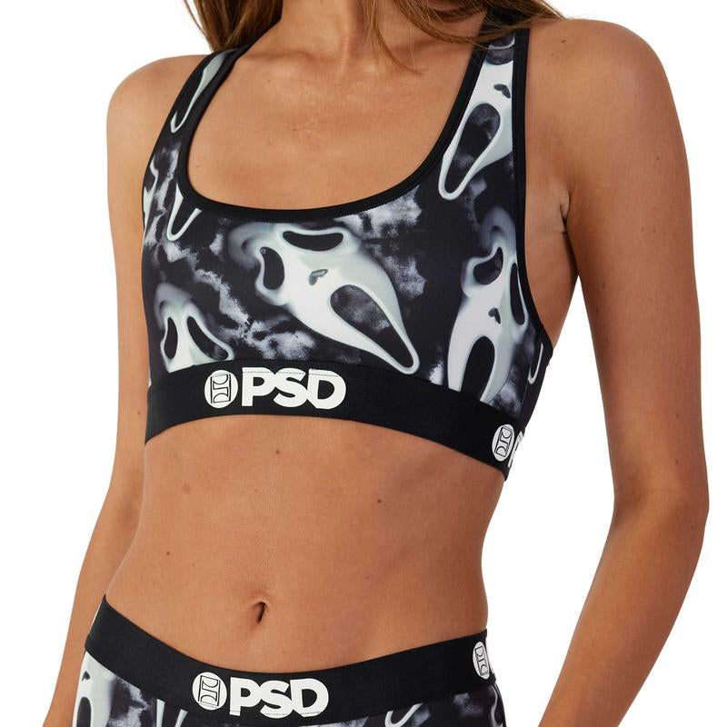 PSD Women'S Ghostface Dark Racerback Sports Bra - Comfortable, Breathable, Ultra-Light Fabric
