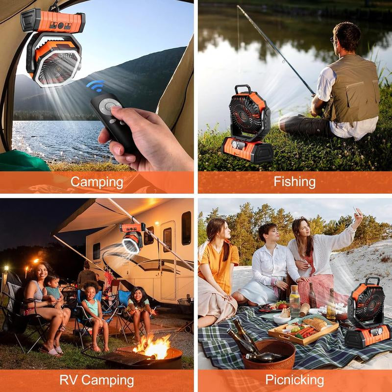 20000Mah Portable LED Camping Fan and Light with Remote Control - USB Charging, Long Battery Life, Adjustable Hanging Design, Suitable for Outdoor Camping, Fishing, and Hiking, Camping Accessories,Ventilador Recargable