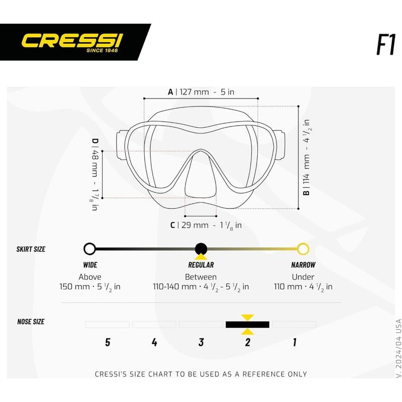 Cressi F1, Scuba Diving Snorkeling Frameless Mask - Perfect Seal Silicone Skirt - Designed in by Cressi