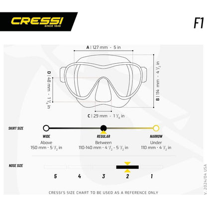 Cressi F1, Scuba Diving Snorkeling Frameless Mask - Perfect Seal Silicone Skirt - Designed in by Cressi