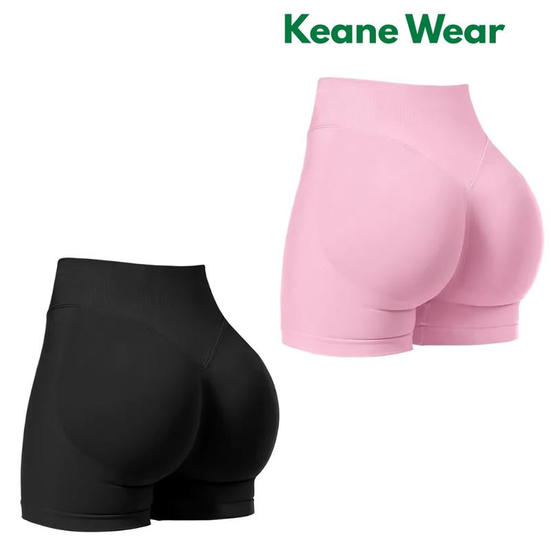 Keane Wear Impact Shorts - Women'S High Waisted Workout & Gym Shorts in Black, 90% Nylon 10% Elastane, Versatile for Workouts & Casual Wear, Plain Design