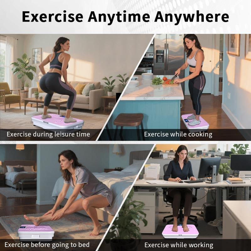 ROTAI Vibration Plates Exercise Machine 300Bs Capacity Lymphatic Drainage Machine Full Body Workout Vibration Plate with 2 Resistance Bands for Wellness and Fitness Home Gym Equipment
