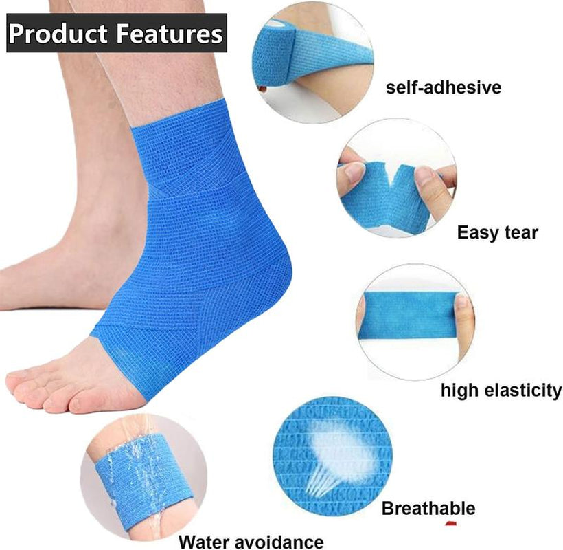 6 Volumes Self-Adhesive Breathable Sports Bandage Elastic Non-Woven Ankle ，Elbow Wrap, Mini Essential Fitness Accessory for Athletic Support