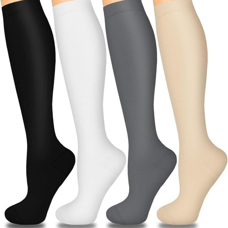 Tinylemon 4 Pairs Halloween Compression Socks for Women Men Best for Running Athletic Nursing Activities Enhance Circulation Support