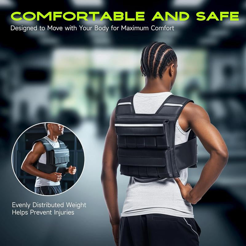 【Septemberrestock】Liveet Adjustable Iron Sand Weighted Vest for Men Women, 20Lb 30Lb 45Lb 60Lb Weight Vest with Removable Weights, Heavy Duty Running Vest with Reflective Strips for Walking Strength Training Calisthenics,Bone Health, Core & Posture Boost