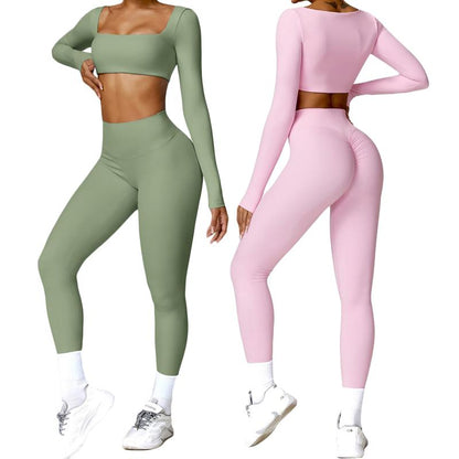 Women Skinny Jumpsuit Solid Color Ribbed Knit Long Sleeve Square Neck Bodycon Jumpsuit Romper Work Out Sport Yoga Playsuits