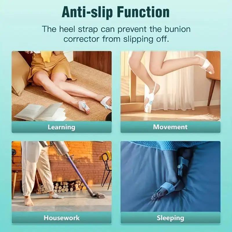 Upgrade Bunion Corrector Sleeve – Adjustable Steel Cable Toe Splint Tool for Big Toe Alignment, Pain Relief & Hammer Toe Support | 1 Pcs Medical Accessories Healthcare Pad, Braces with Anti-Slip Heel Strap, Fits Left/Right Foot, All-Day Comfort