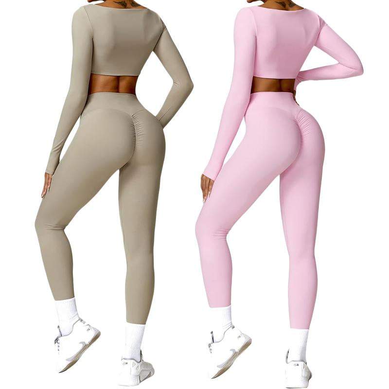 Women Skinny Jumpsuit Solid Color Ribbed Knit Long Sleeve Square Neck Bodycon Jumpsuit Romper Work Out Sport Yoga Playsuits