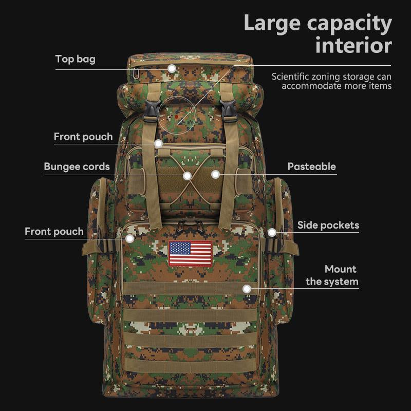 Outdoor Survival Bag, Tactical Camouflage Waterproof Backpack, Backpack, Large Capacity, Meeting All Kinds of Emergency Needs, Survival Tools, Suitable for Camping and Hiking, Rainproof Backpack, Hunting Equipment, Adventure, Free Deliverydurable