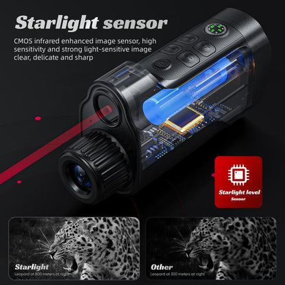 CIGMAN Infrared Digital Monocular Night Vision Goggles, 2 "Ultra HD Screen, 128G TF Card, Black, Compass, 10X Magnification, for Hunting and Night Vision, Birthday Gift,Gift for Man