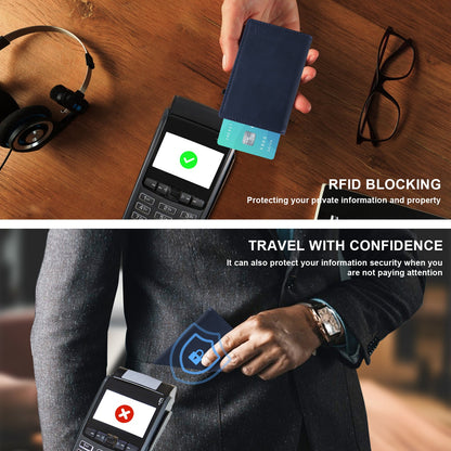 TOYFID Aluminum Alloy Wallet With Genuine Leather Cover Men's Billfolds