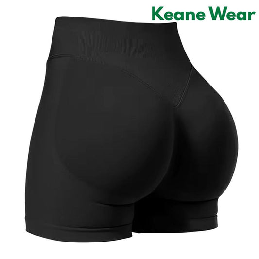 Keane Wear Impact Shorts - Women'S High Waisted Workout & Gym Shorts in Black, 90% Nylon 10% Elastane, Versatile for Workouts & Casual Wear, Plain Design