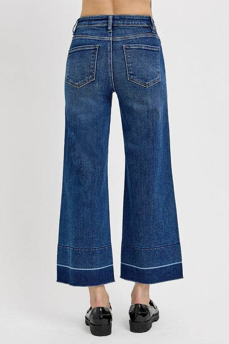 RISEN Full Size Tummy Control High Rise Crop Wide Hem Jeans plus Size