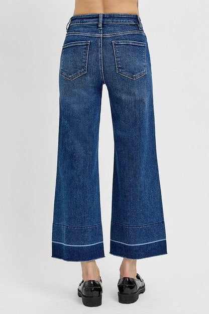 RISEN Full Size Tummy Control High Rise Crop Wide Hem Jeans plus Size