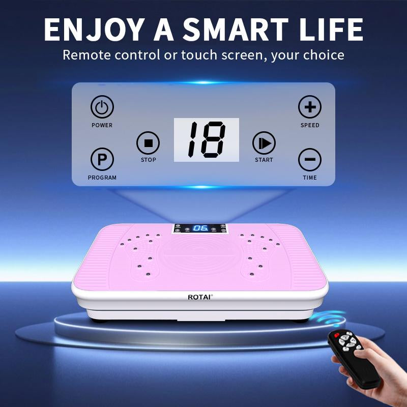 ROTAI Vibration Plates Exercise Machine 300Bs Capacity Lymphatic Drainage Machine Full Body Workout Vibration Plate with 2 Resistance Bands for Wellness and Fitness Home Gym Equipment