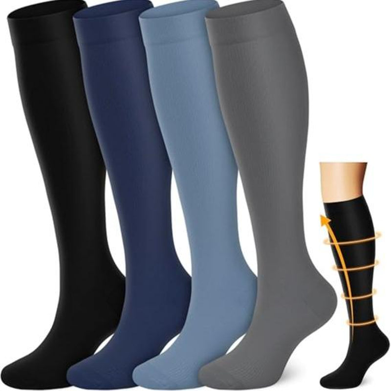 Tinylemon 4 Pairs Halloween Compression Socks for Women Men Best for Running Athletic Nursing Activities Enhance Circulation Support