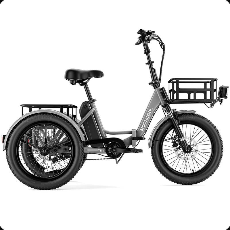 Mooncool 500W TK1 Folding Electric Trike for Adults,1000W Peak Power 16 MPH 70 Miles 3 Wheels Electric Bicycle，48V*14.5 Ah UL 2849 Removable Battery,Ebike