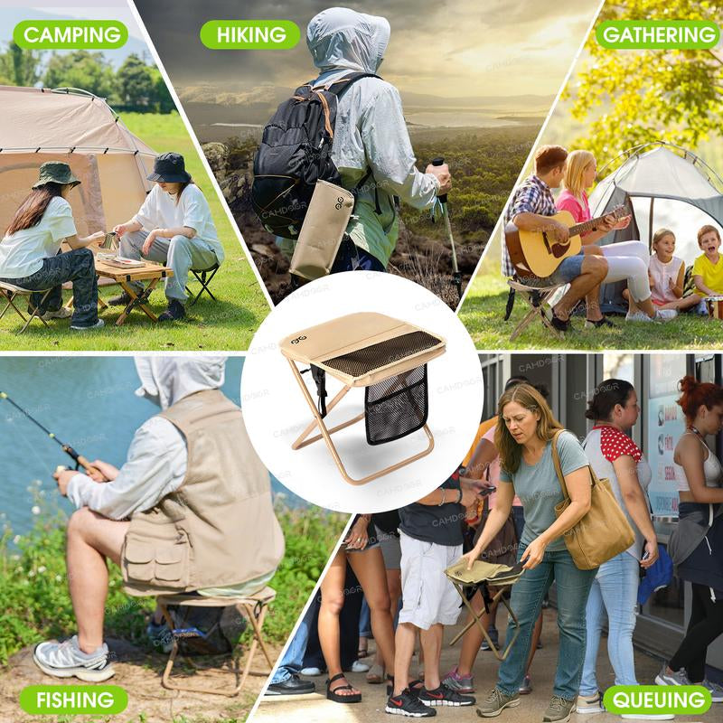 Camdoor Upgraded Foldable Stool Ultra Light 1.5 Lbs Max Load 500Lbs Portable Outdoor Chair with Side Pockets & Shoulder Strap for Camping Hiking Fishing BBQ