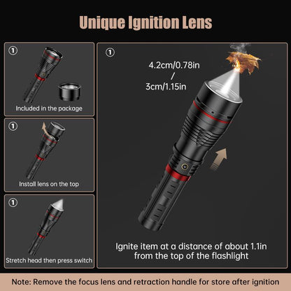 SKYFIRE Model 1209 – 2800 Lumen Rechargeable LED Flashlight, Ultra-Bright, 3 Lighting Modes, Waterproof, with Shoulder Strap – Ideal for Camping, Emergency, Hiking, and Outdoor Use