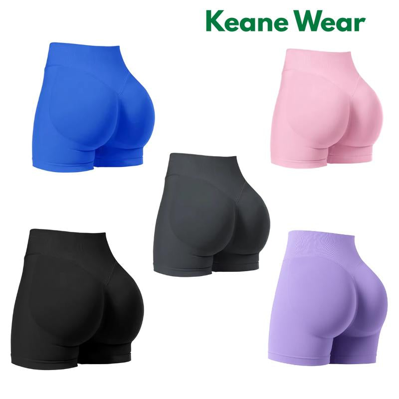 Keane Wear Impact Shorts - Women'S High Waisted Workout & Gym Shorts in Black, 90% Nylon 10% Elastane, Versatile for Workouts & Casual Wear, Plain Design