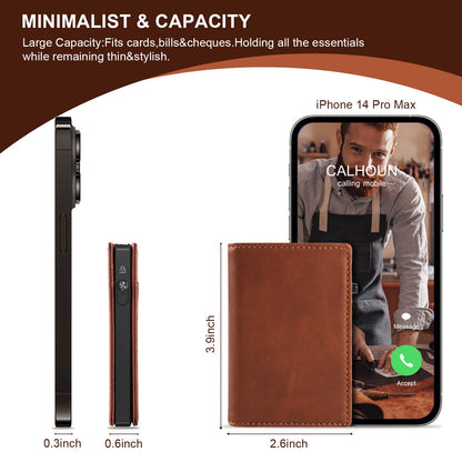 TOYFID Aluminum Alloy Wallet With Genuine Leather Cover Men's Billfolds