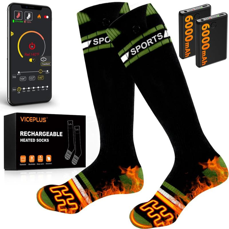 Heated Socks Rechargeable with 2* 8000Mah Batteries for Men Women, App & Battery Control, Washable, Perfect for Skiing, Hiking, Hunting and Outdoor Work