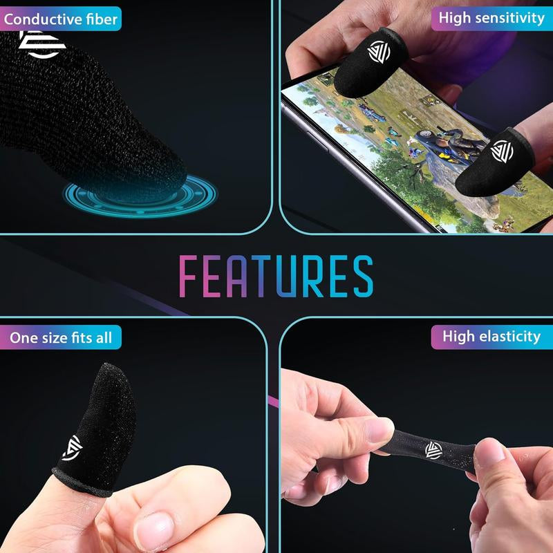 Gamer Sleeves for Mobile Gaming , Pubg Finger Cots Sleeve Gloves and Covers , Compression for Thumb Sweaty Hands