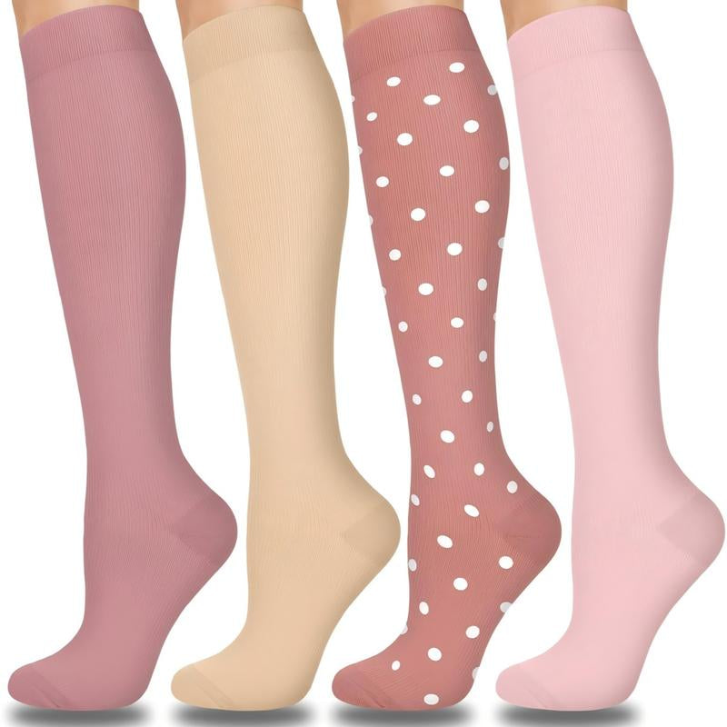 Tinylemon 4 Pairs Halloween Compression Socks for Women Men Best for Running Athletic Nursing Activities Enhance Circulation Support