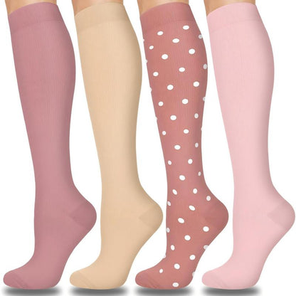 Tinylemon 4 Pairs Halloween Compression Socks for Women Men Best for Running Athletic Nursing Activities Enhance Circulation Support