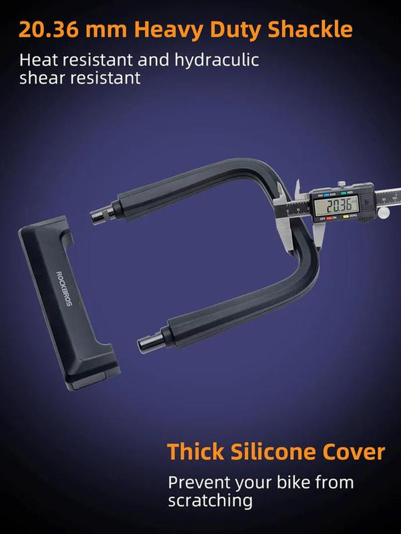 ROCKBROS Bike U Lock Heavy Duty anti Theft Carbon Steel Bicycle Lock Suitable for Road, Mountain, and Scooter Bikes