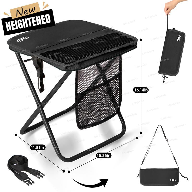 Camdoor Upgraded Foldable Stool Ultra Light 1.5 Lbs Max Load 500Lbs Portable Outdoor Chair with Side Pockets & Shoulder Strap for Camping Hiking Fishing BBQ