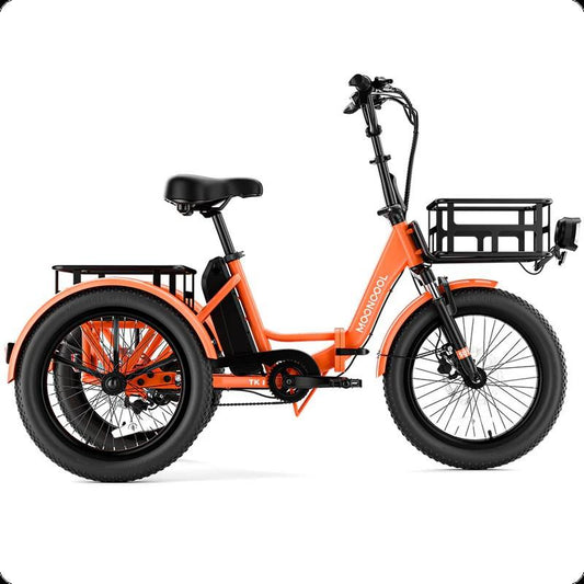 Mooncool 500W TK1 Folding Electric Trike for Adults,1000W Peak Power 16 MPH 70 Miles 3 Wheels Electric Bicycle，48V*14.5 Ah UL 2849 Removable Battery,Ebike