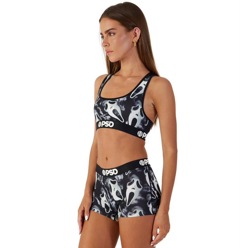 PSD Women'S Ghostface Dark Racerback Sports Bra - Comfortable, Breathable, Ultra-Light Fabric