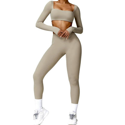 Women Skinny Jumpsuit Solid Color Ribbed Knit Long Sleeve Square Neck Bodycon Jumpsuit Romper Work Out Sport Yoga Playsuits
