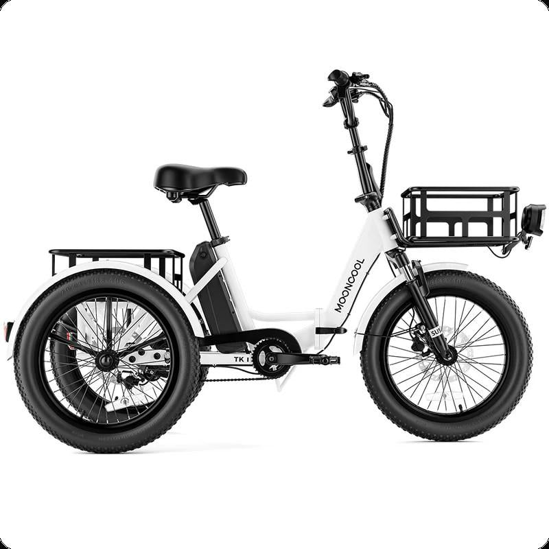 Mooncool 500W TK1 Folding Electric Trike for Adults,1000W Peak Power 16 MPH 70 Miles 3 Wheels Electric Bicycle，48V*14.5 Ah UL 2849 Removable Battery,Ebike