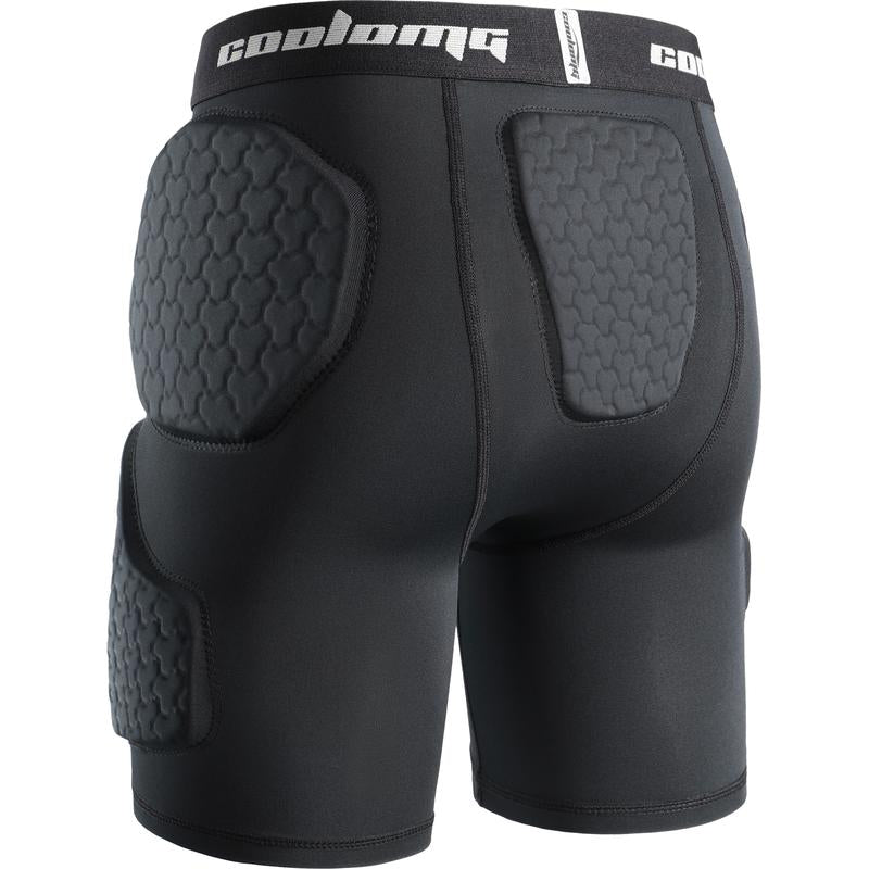 COOLOMG 5-Pad Youth Boys Football Girdle Padded Compression Shorts with Integrated Hip, Tailbone, Thigh Pads Girdles Impact Protection Protective