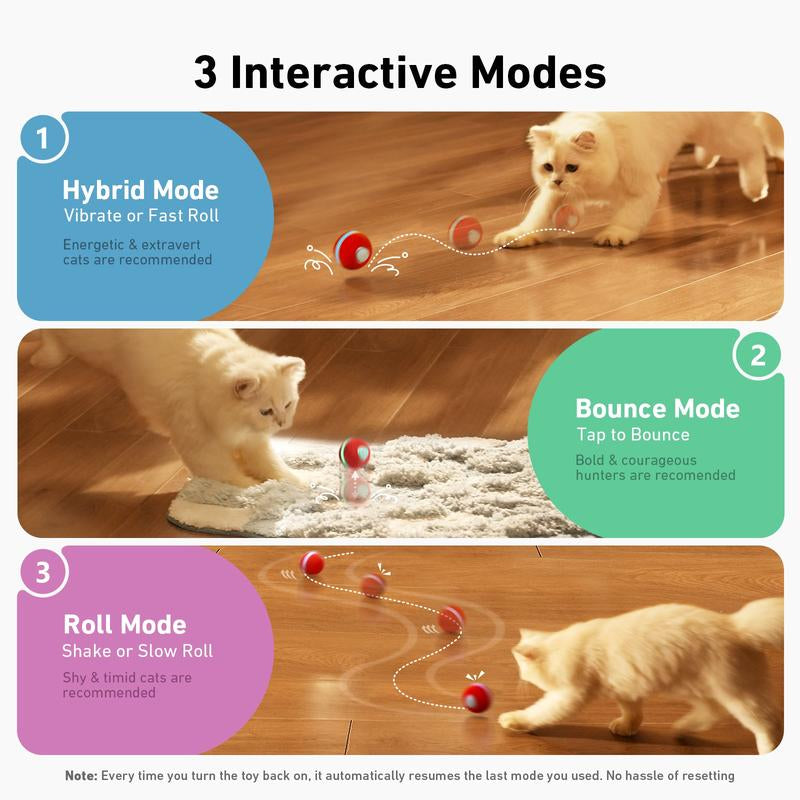 Cheerble Wicked Ball M3 Interactive Cat Ball Toy with Light - Automatic Moving Ball Toy for Indoor Cat Kitten