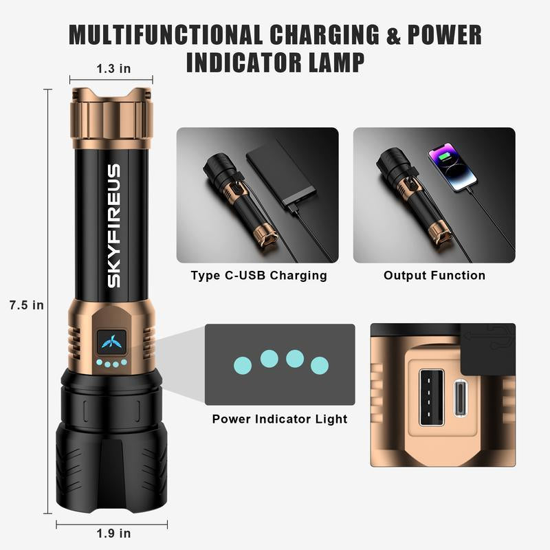 Ultra Bright Portable Camping Flashlight, Strong Light Outdoor Camping Home Long-Range Portable Ultra Long Endurance Lighting, Father Day Gift