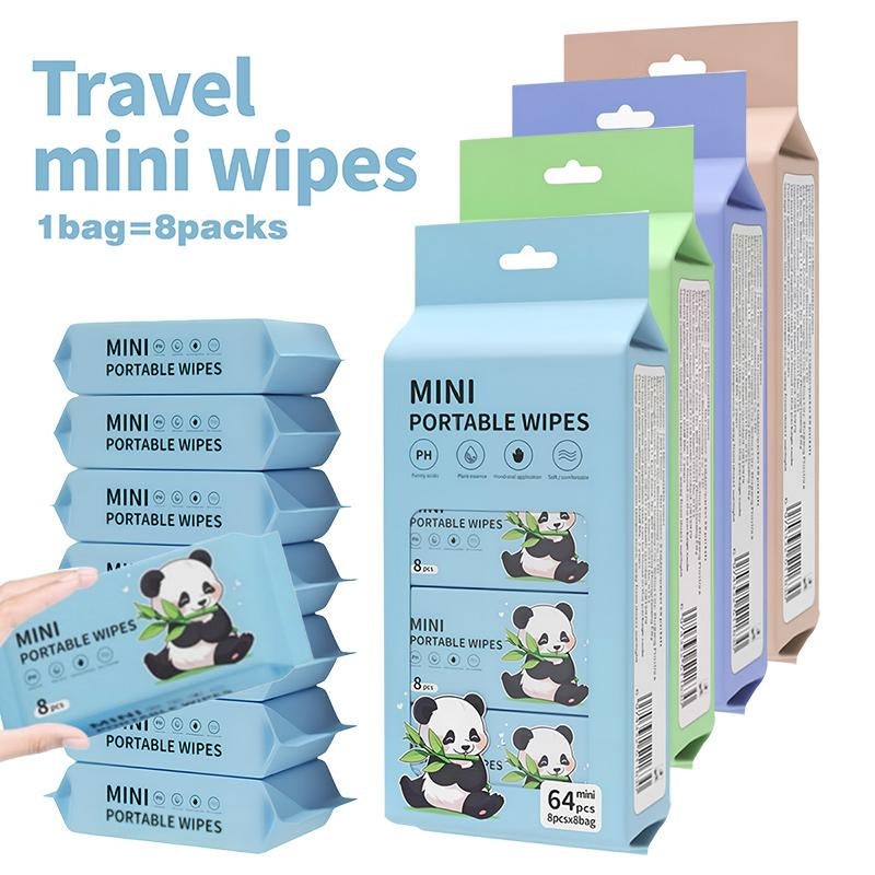 Travel Mini Wipes Set - 16 Packs/32 Packs of 8 Wipes - 128 Wipes/256 Wipes Total - Portable & Compact for Outdoor Travel or Camping - Credit Card-Sized Design - Gentle Formula Suitable for All Ages