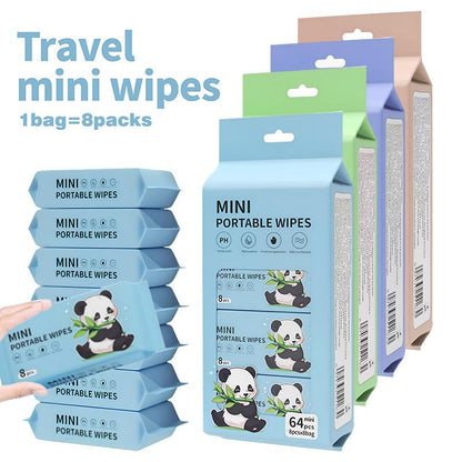 Travel Mini Wipes Set - 16 Packs/32 Packs of 8 Wipes - 128 Wipes/256 Wipes Total - Portable & Compact for Outdoor Travel or Camping - Credit Card-Sized Design - Gentle Formula Suitable for All Ages